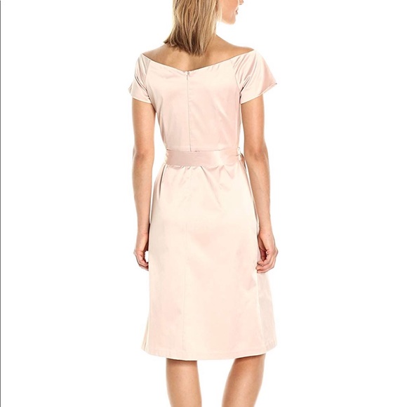 NWT ParisSunday Nude Blush Off Shoulder Midi Dress - Picture 2 of 6